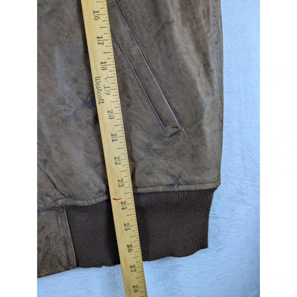 NWT ASOS Faux Leather Bomber‎ Jacket Mens Sz M Brown Distressed Zip Long Sleeve